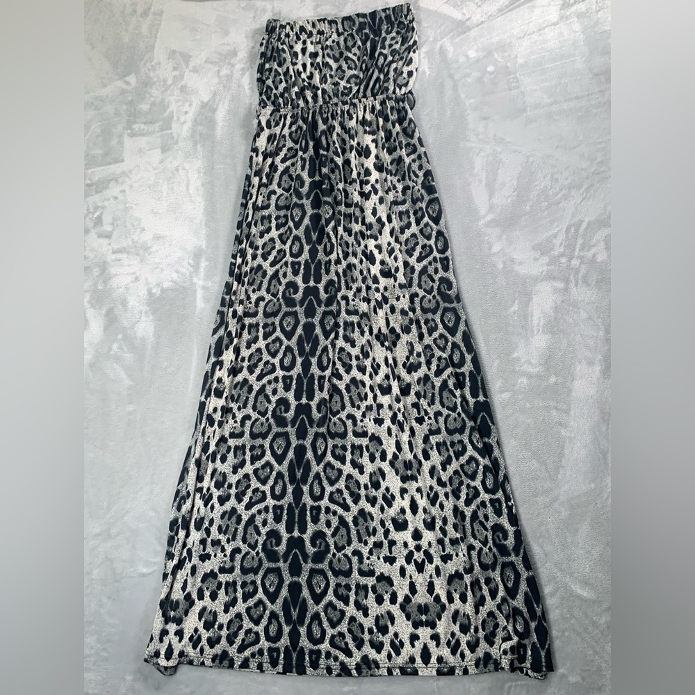 QED London Black and White Animal Print Maxi Skirt